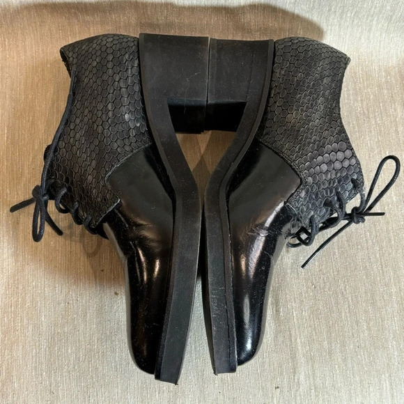 GADEA Sz 36 Croc and Patent Leather Lace Up Pointy Academia Vibe Oxfords Shoes - Picture 5 of 10